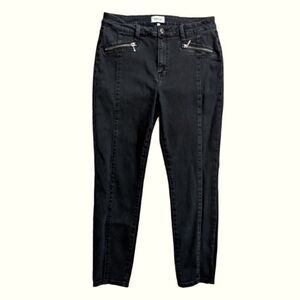 Pistola Women's Rustic Black Zip Pocket Pleated High Rise Skinny Jeans Size 31